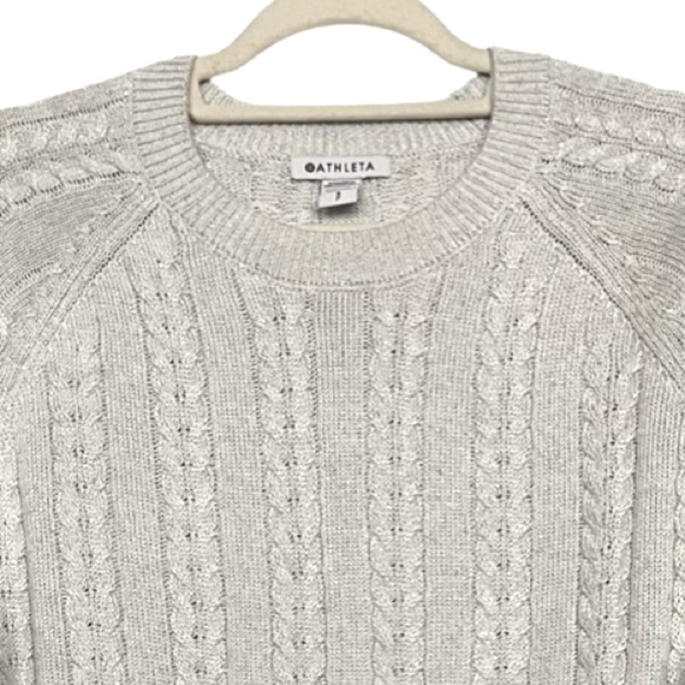 Athleta Hawthorn Textured crewneck oversized wool blend cable knit sweater - Picture 4 of 11